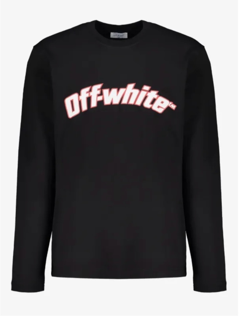 Off-White Black Long Sleeve Logo Crewneck with White & Pink Accent